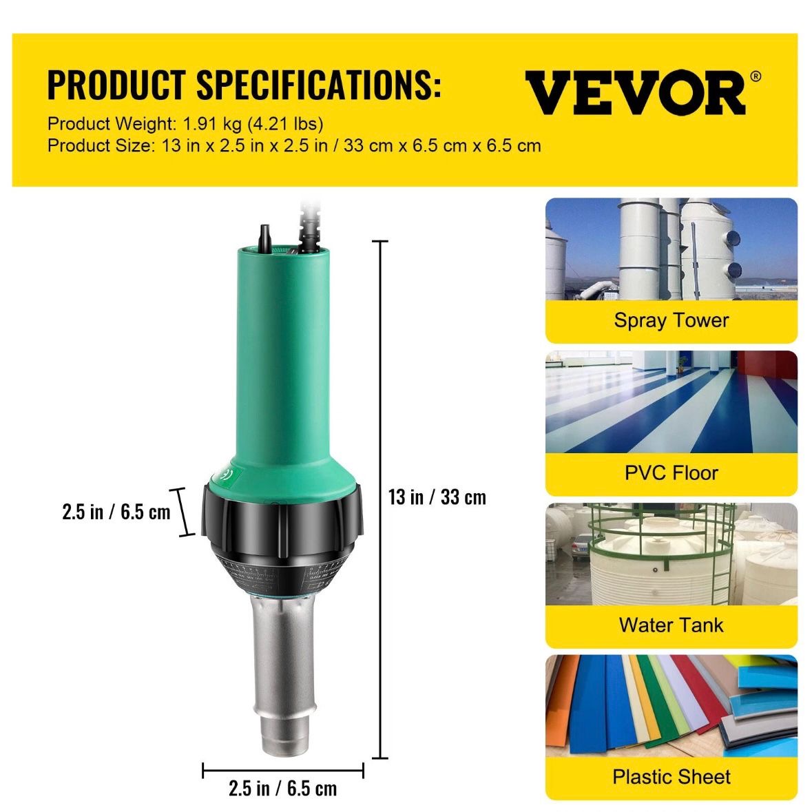 1600W Kunststoff Schweißgerät Heißluftpistole PP/PVC/PE