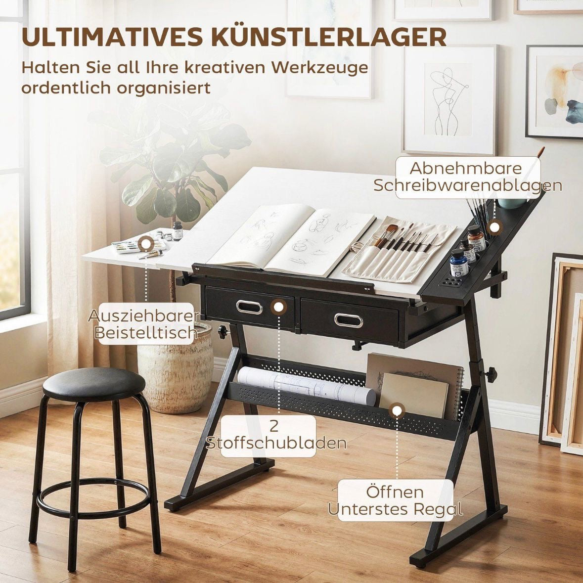 Zeichentisch Hocker
Höhenverstellbarer Architektentisch Tisch Kunst