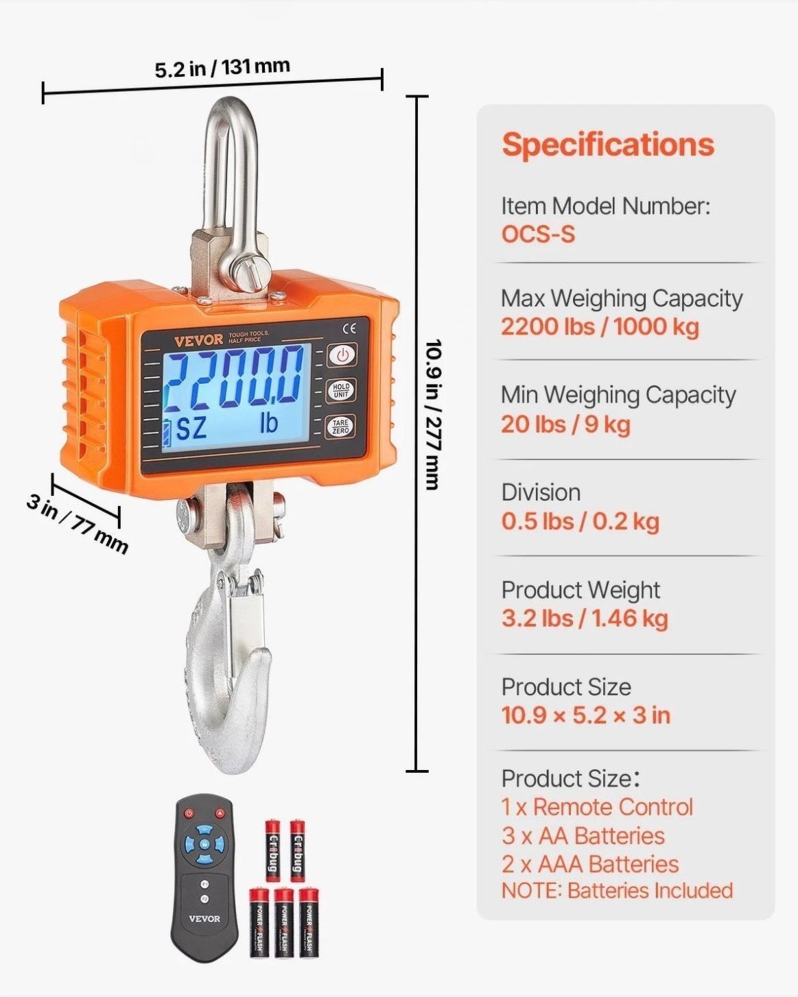 Digitale Kranwaage 1000kg