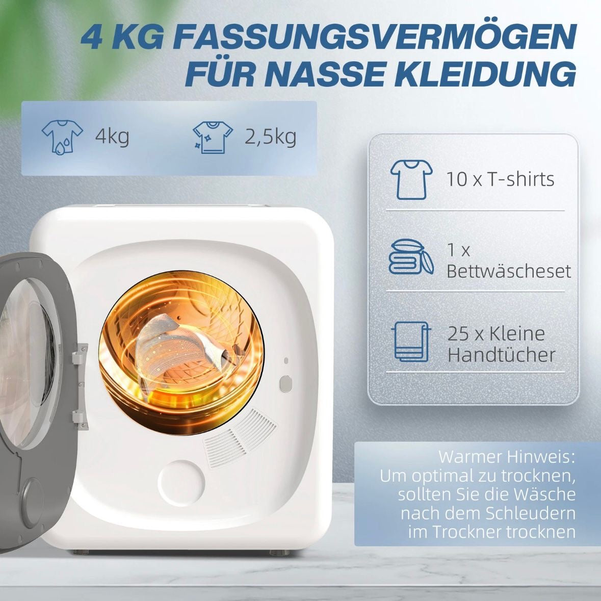 Mini Wäschetrockner mit 5 Programm Trockner