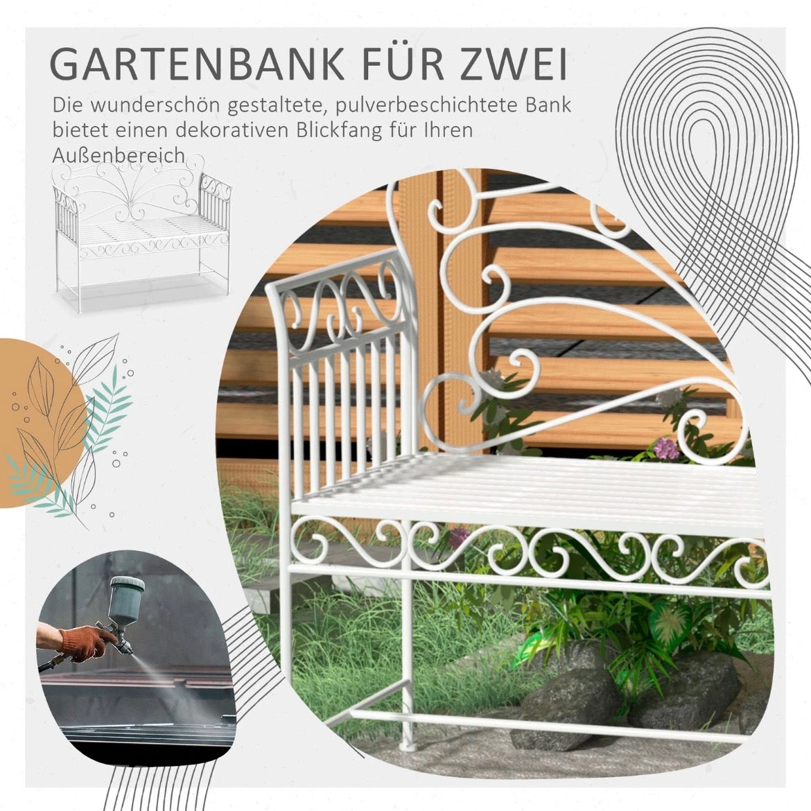 Gartenbank Sitzbank Blumenbank Parkbank Gartenmöbel 2-Sitzer