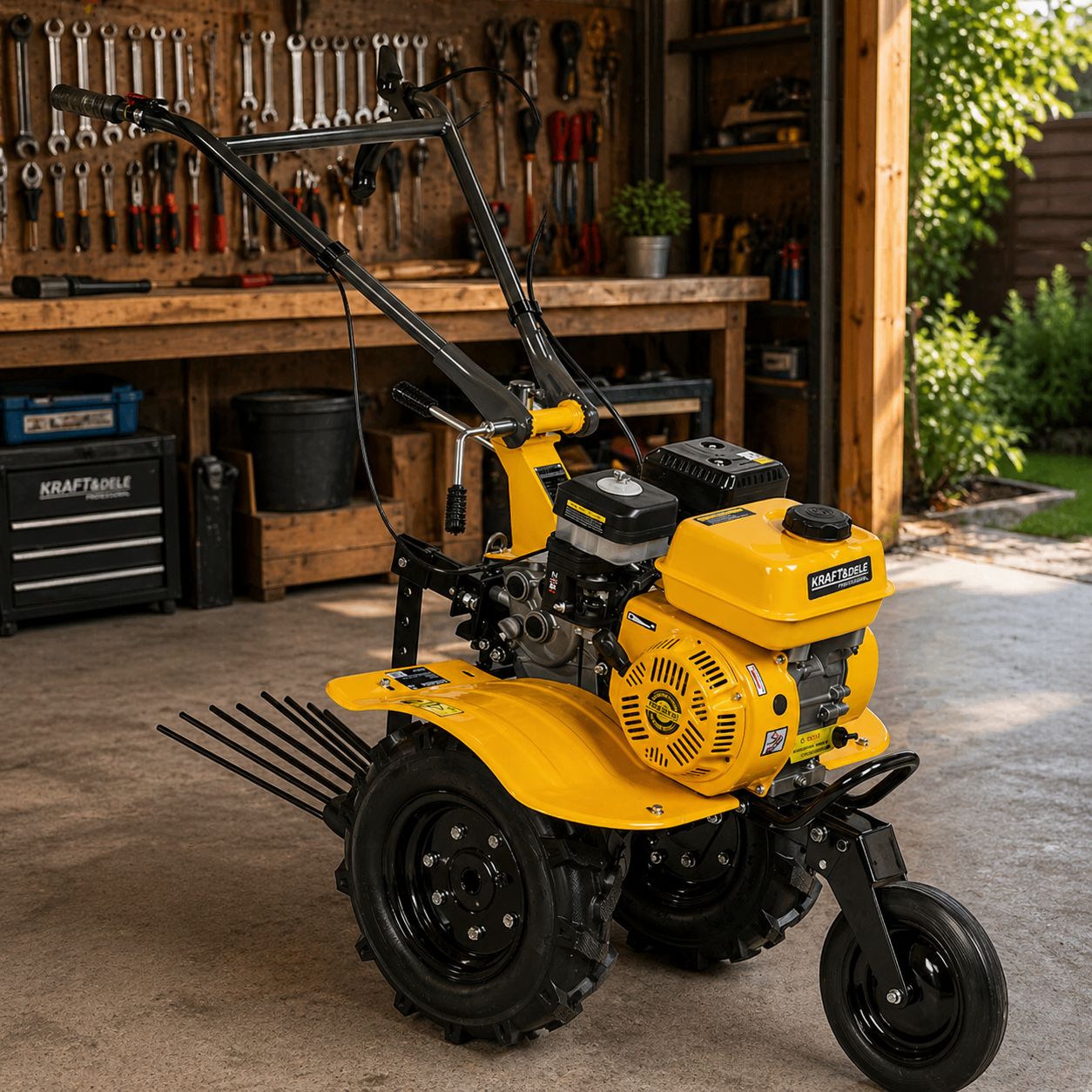 Benzin Motorhacke Gartenfräse Kultivator Pflug Häufler