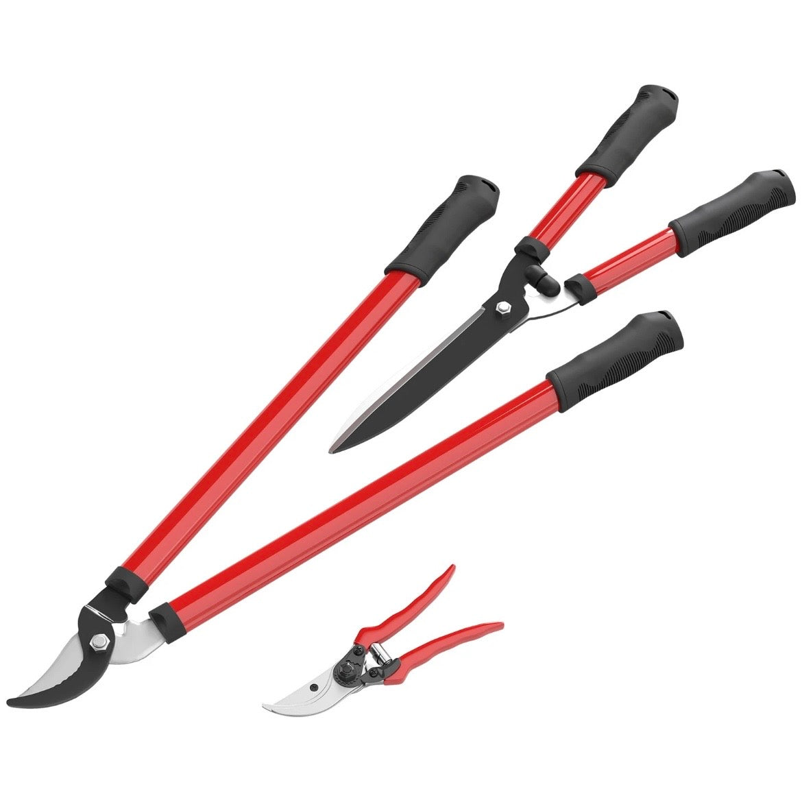 Heckenschere Set 3-teilig Gartenschere Astschere Stahlklinge