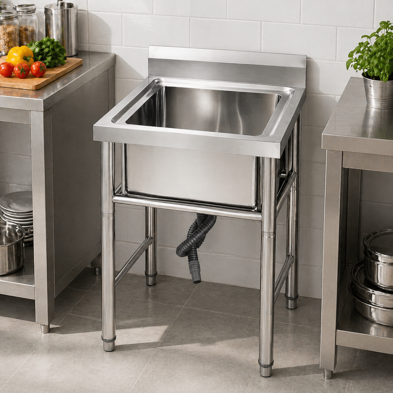 Edelstahlspüle Spülschrank Spülbecken Spültisch Waschbecken