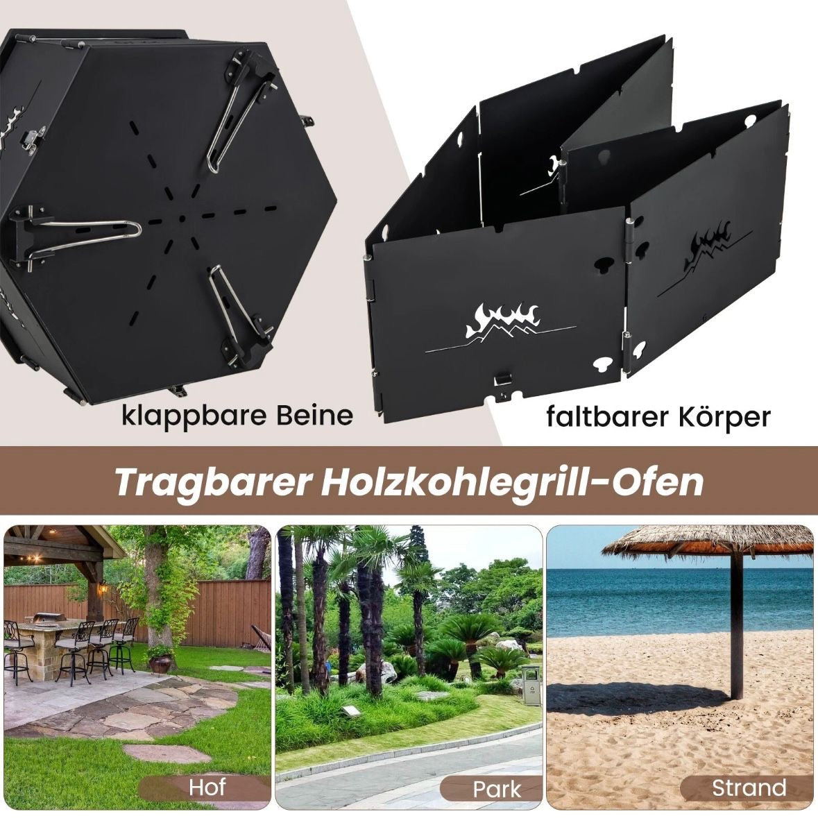 BBQ Grill Holzkohlegrill Feuerschale Campinggrill Klappgrill Picknickgrill