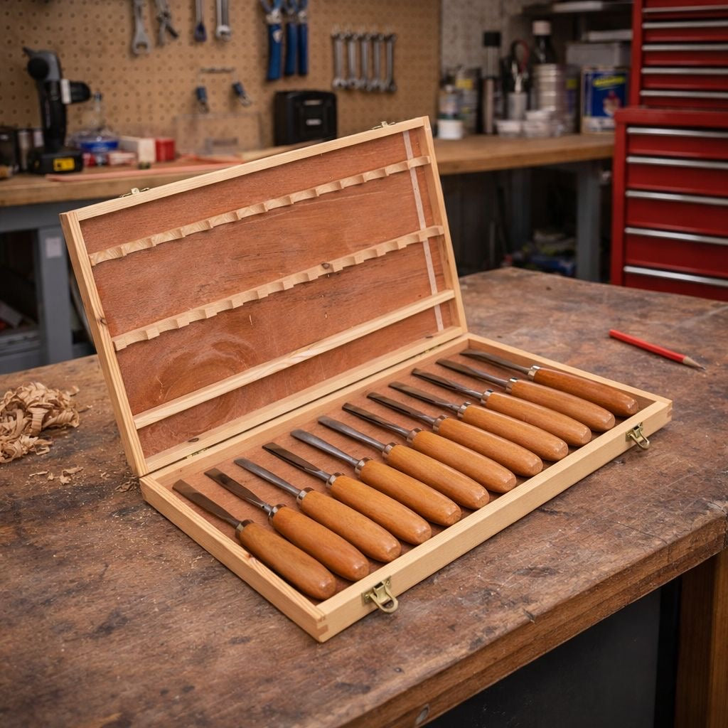 12tlg Schnitzbeitel Set Schnitzen Werksttt Holzarbeiten Holz