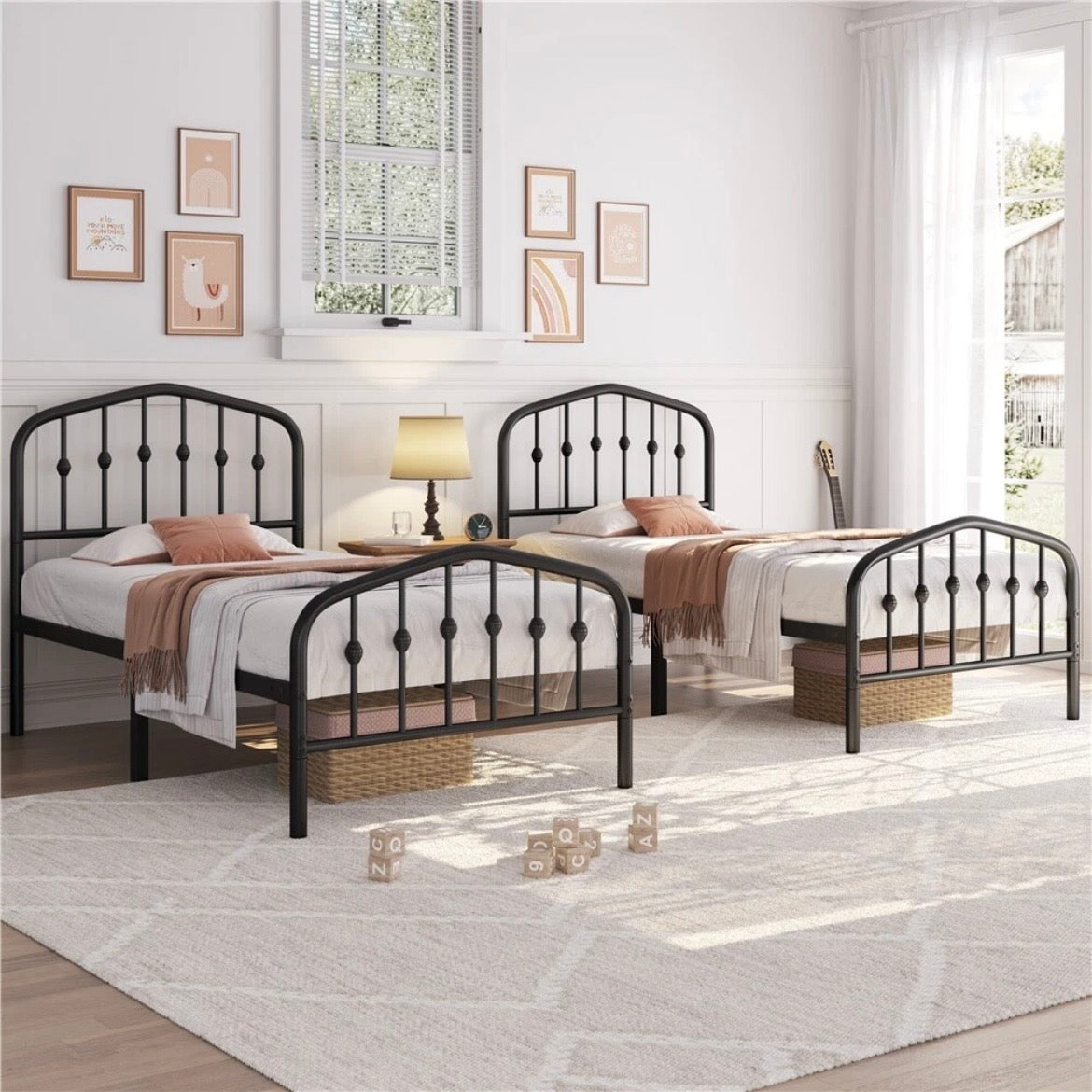 Antik Einzelbett Metallbett 90x200 Bettgestell Schlafzimmer