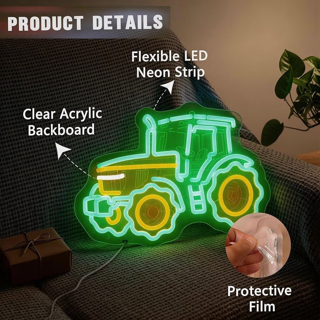 LED Neon Schild Traktor Schlepper USB