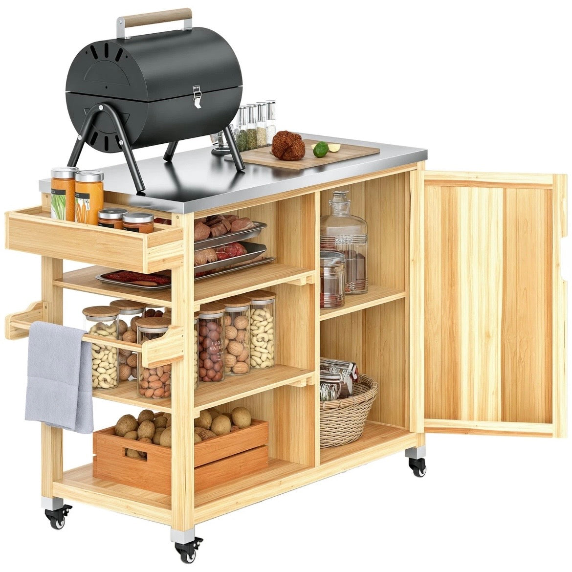 Grillwagen Servierwagen BBQ Grilltisch Gartengrill