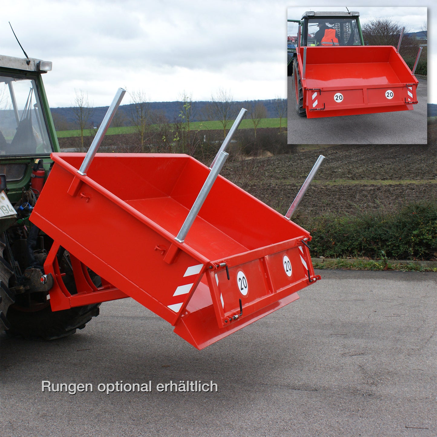 Heckcontainer Heckmulde Transportcontainer Mulde hydraulisch 125x180x40 cm
