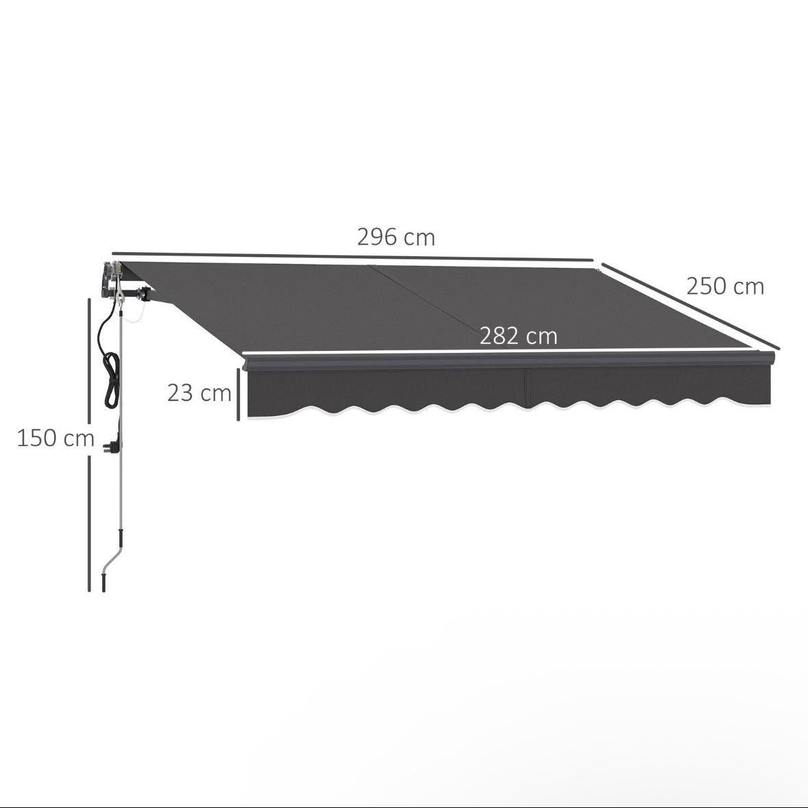 Elektrische Terrassenmarkise 296×250cm Klemmmarkise