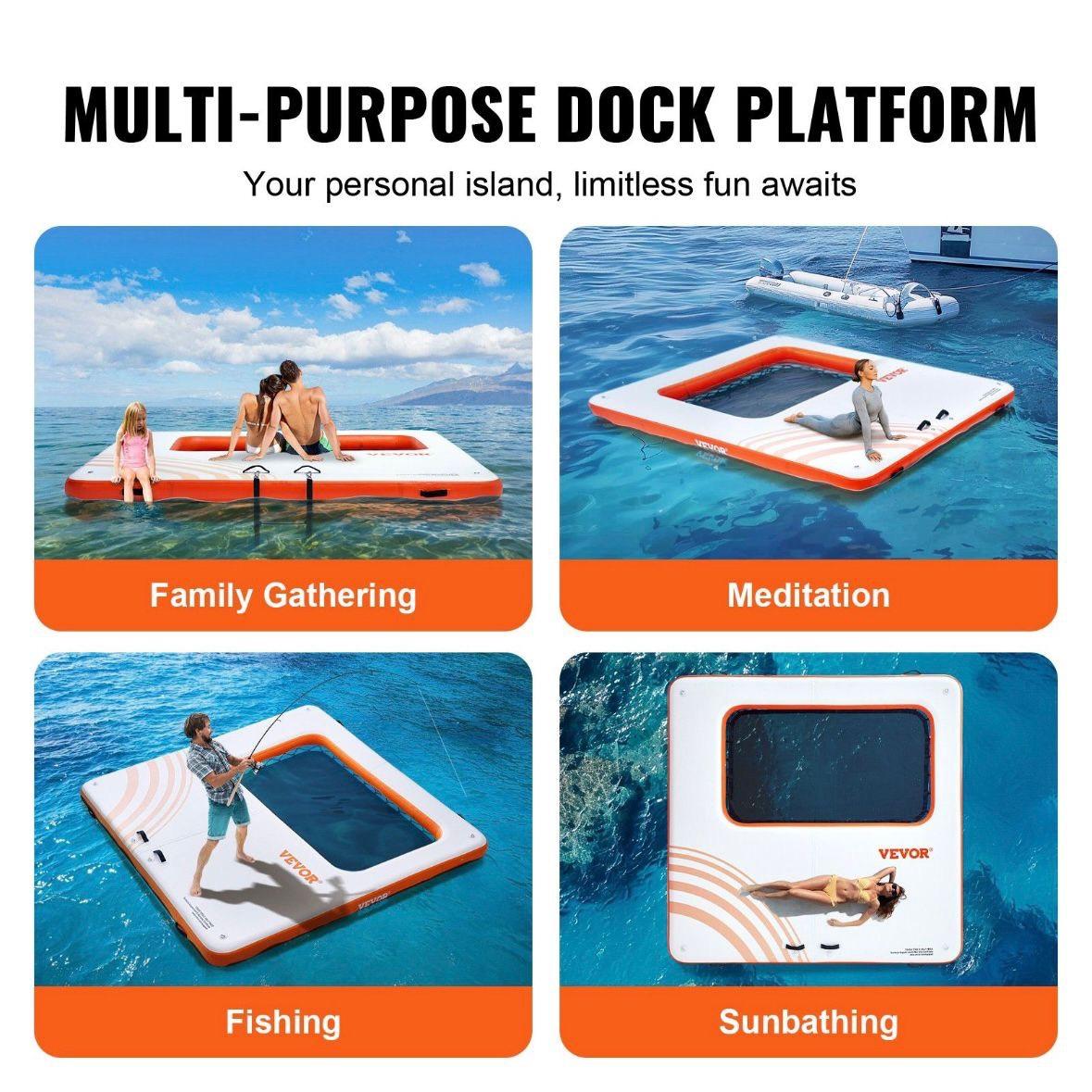 Aufblasbares Schwimmdock mit Trampolin-Netzpool 3,04×3,04m