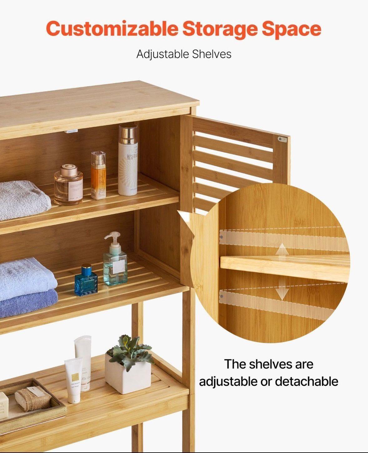 Toilettenschrank Bambus Badregal WC Regal Übertoilette