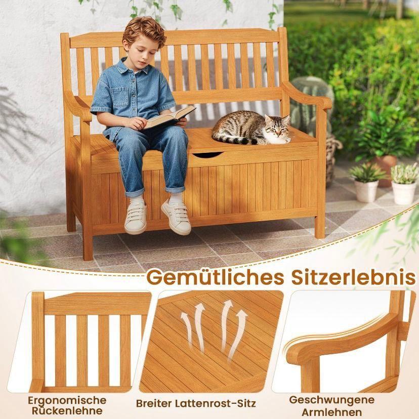 Gartenbank Holz Stauraum Akazie Sitzbank Truhe