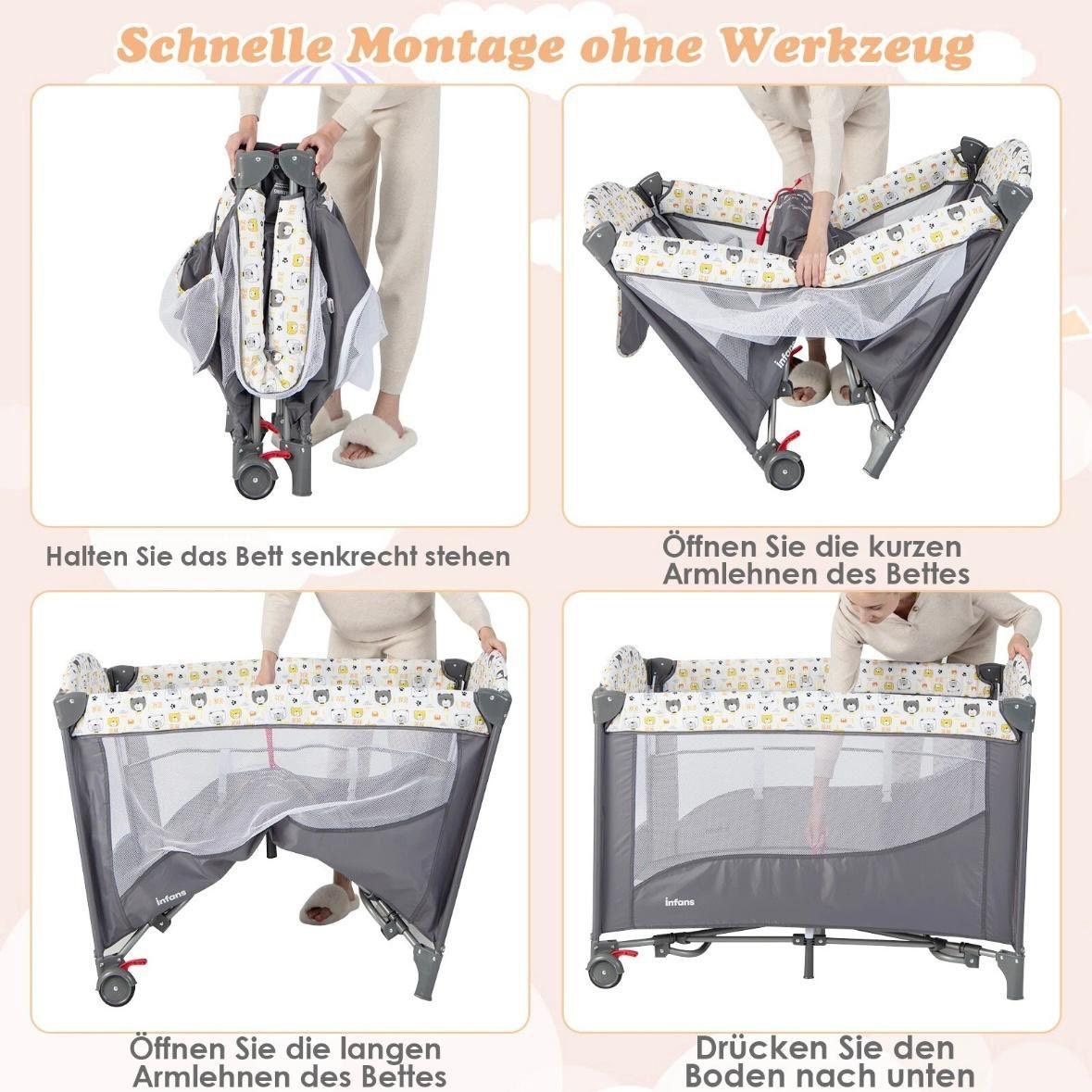 5in1 Babybett mit Wickeltisch & Beistellfunktion