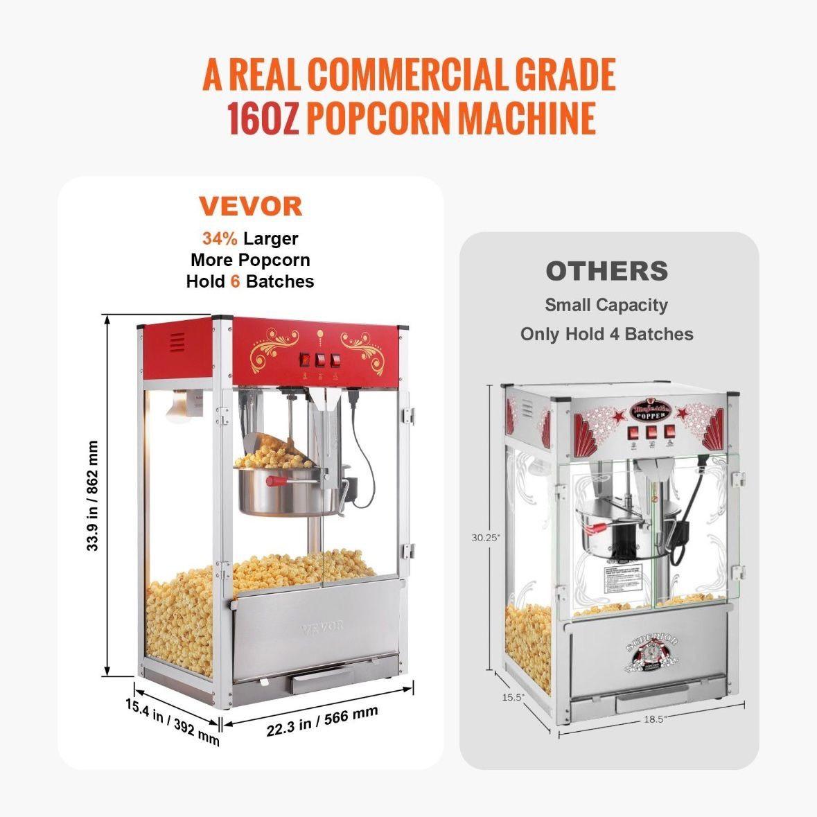 Popcornmaschine im Kino-Design 1615 W Profi Popcorn Maker