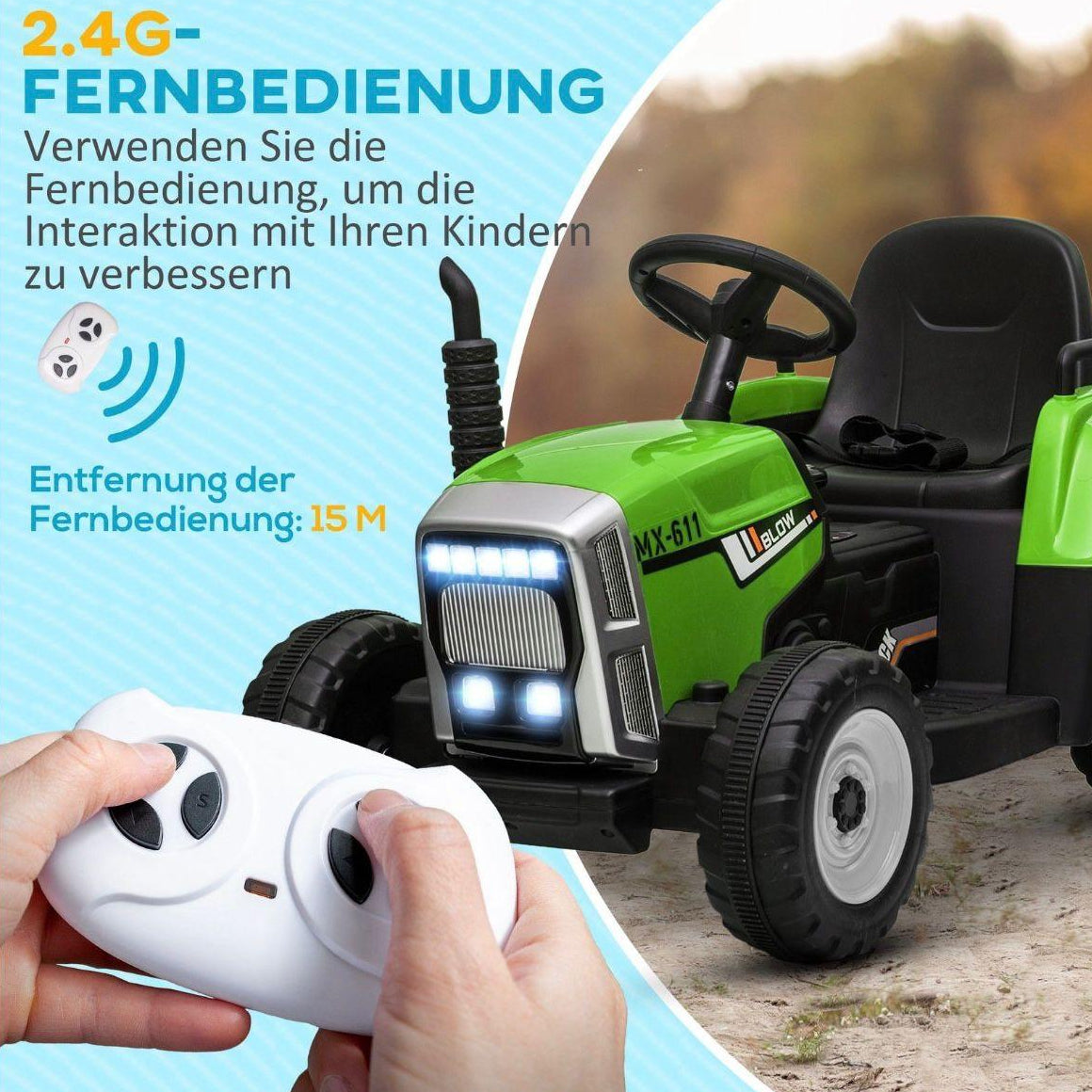 Kinder Elektro Traktor mit Anhänger 12V