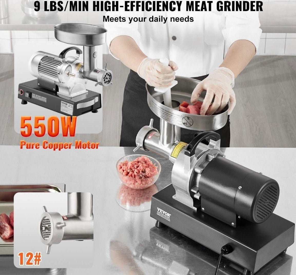 Elektrischer Fleischwolf 550W Edelstahl Wurstmaschine 12# Profi