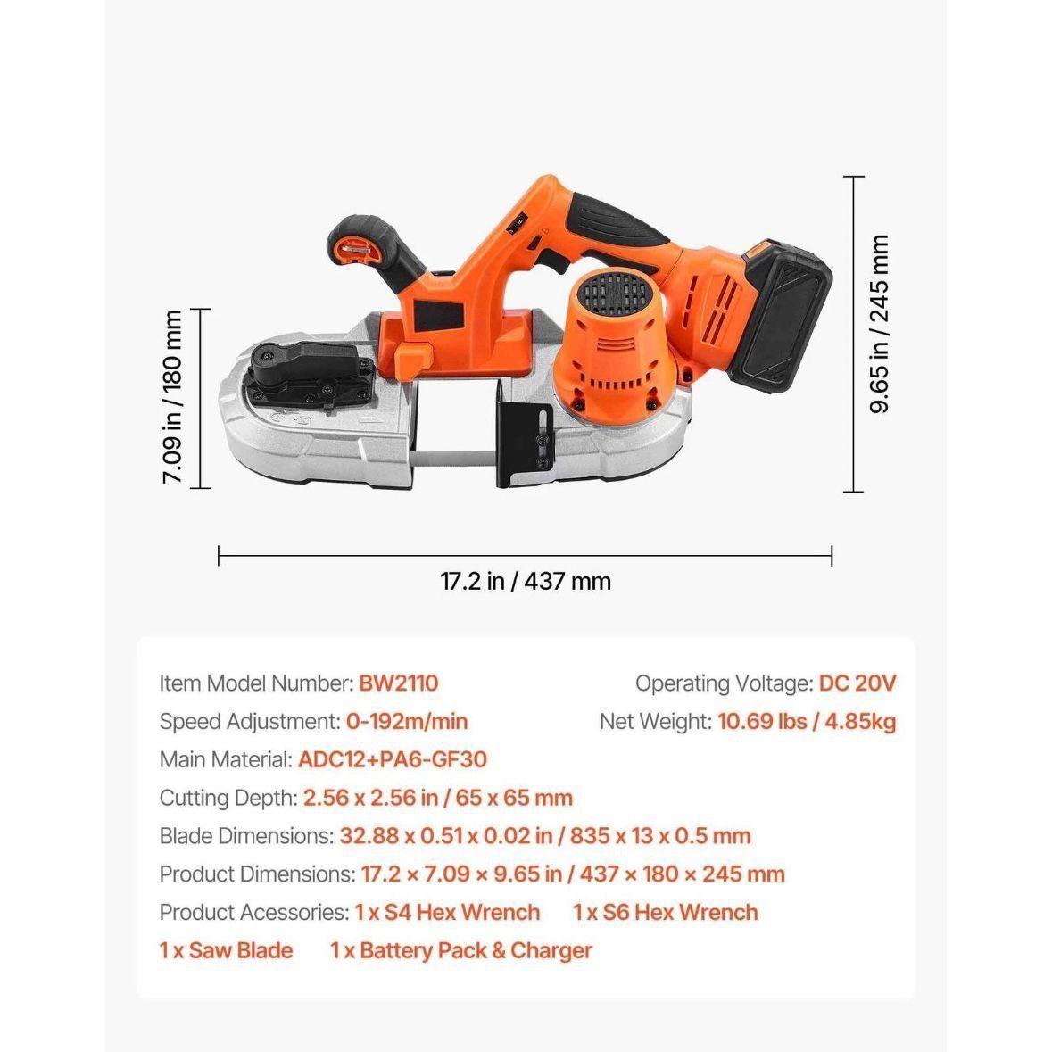 Akku Bandsäge 20V 65mm Brushless