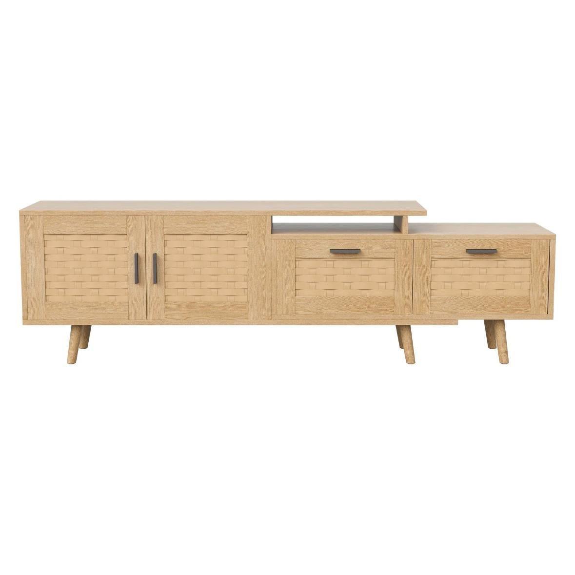 TV-Schrank mit Bambusgeflecht Längenverstellbar 169cm