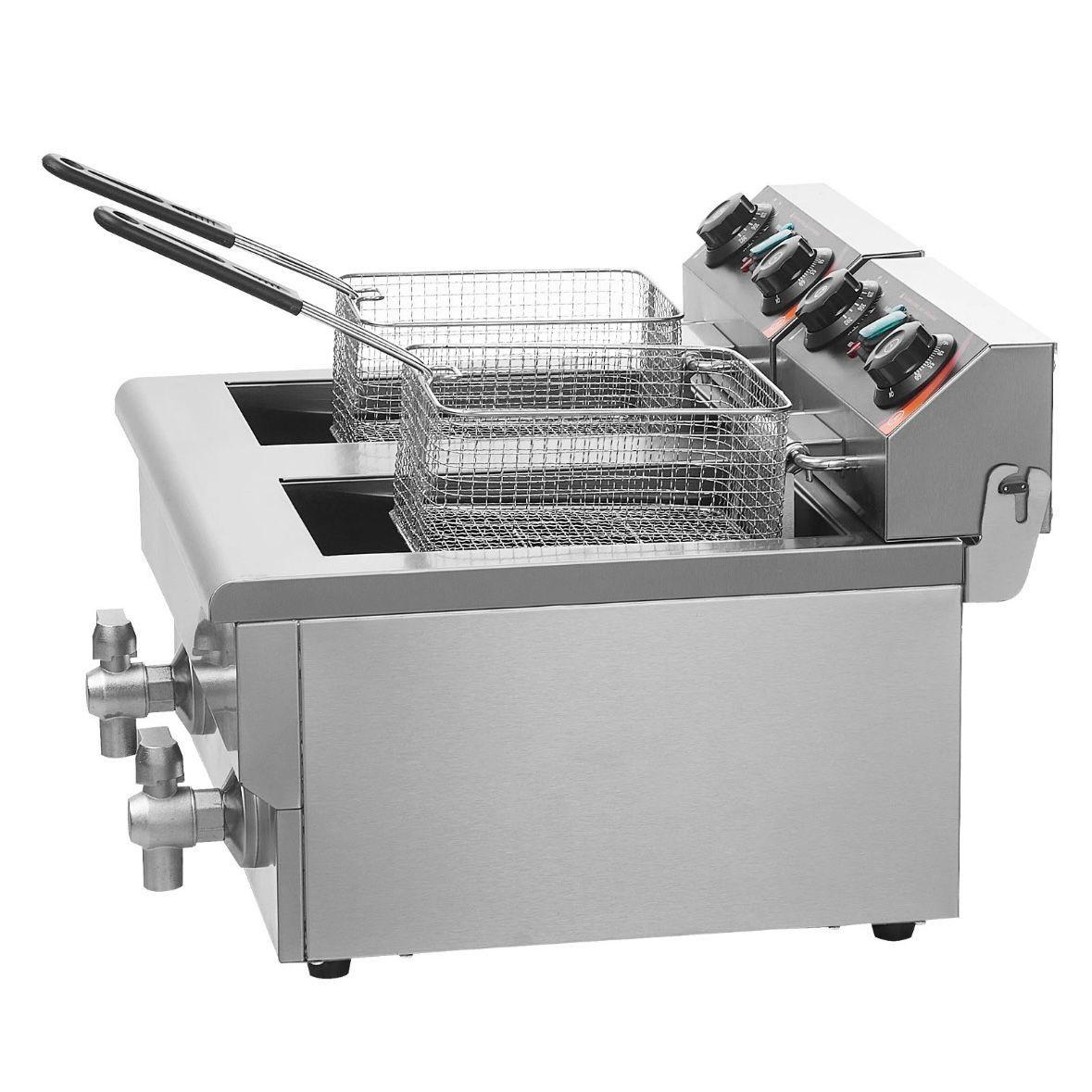 Elektrische Doppelfritteuse Edelstahl 2 × 8L