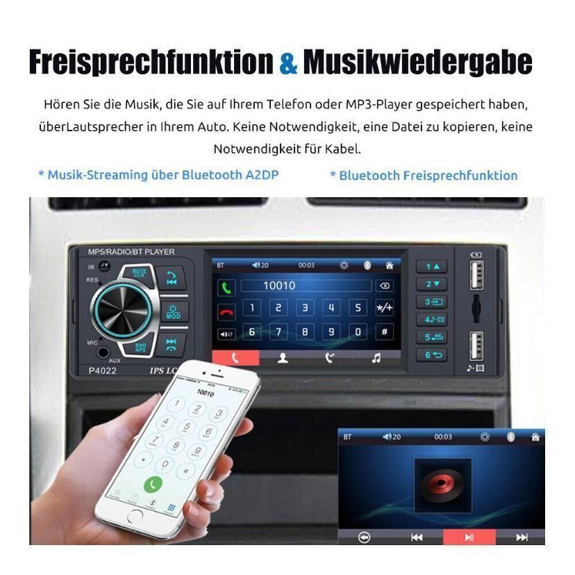 1 DIN Autoradio Bluetooth IPS Display USB AUX Freisprecheinrichtung