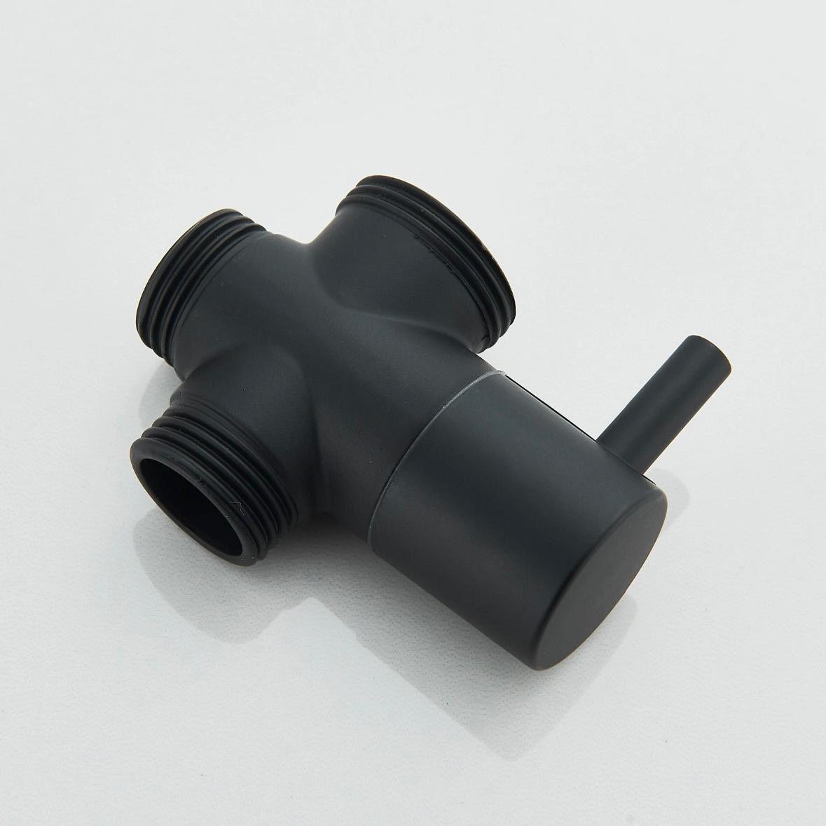 Schwarze Duscharmatur mit Handbrause & Ablage Wandmontage