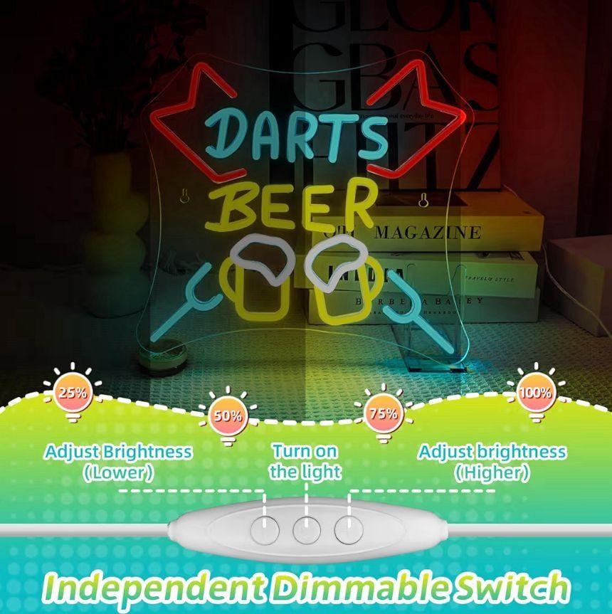 LED Neon Schild Darts & Bier