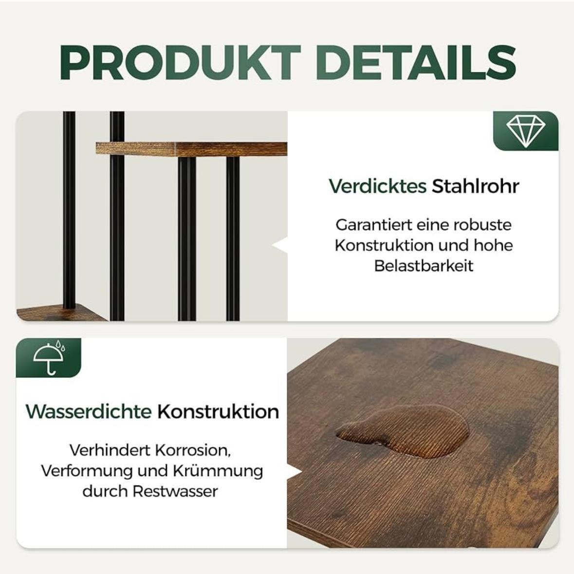 Pflanzenständer 5 Ebenen Metall Holz Pflanzenregal Blumenständer