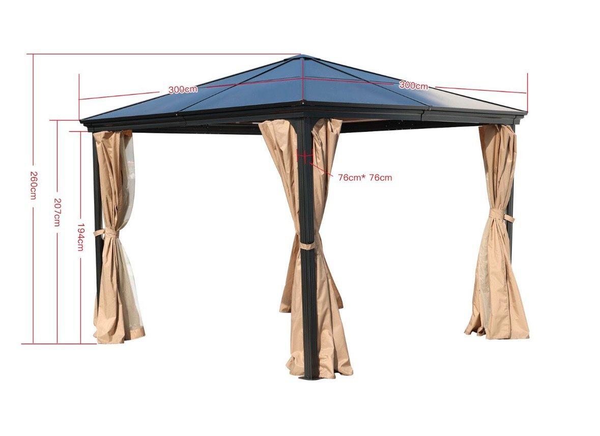 Pavillon 3x3m mit Vorhängen