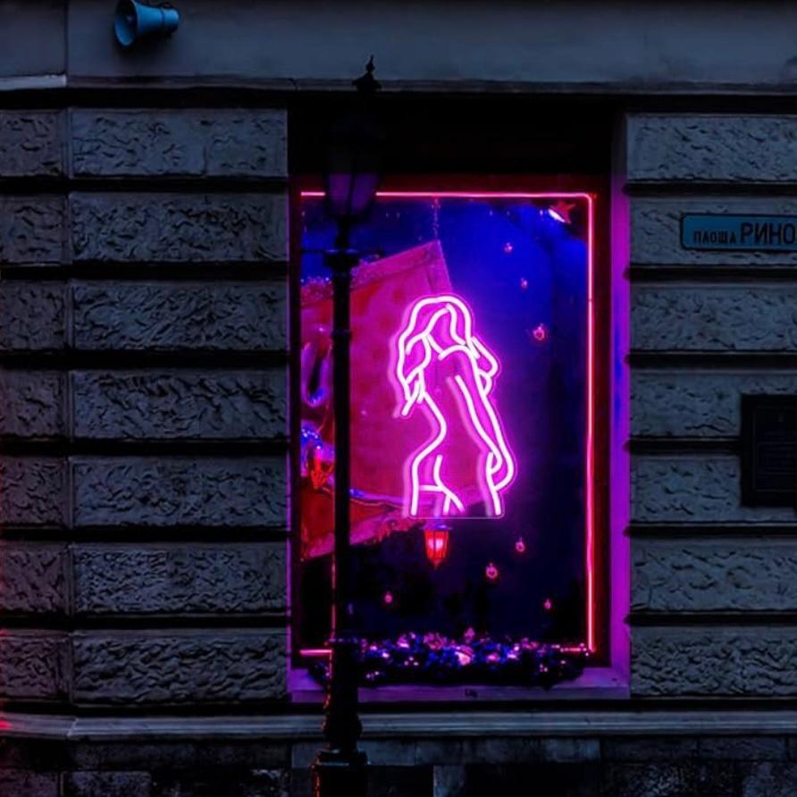 LED Neon Schild Frauen Silhouette