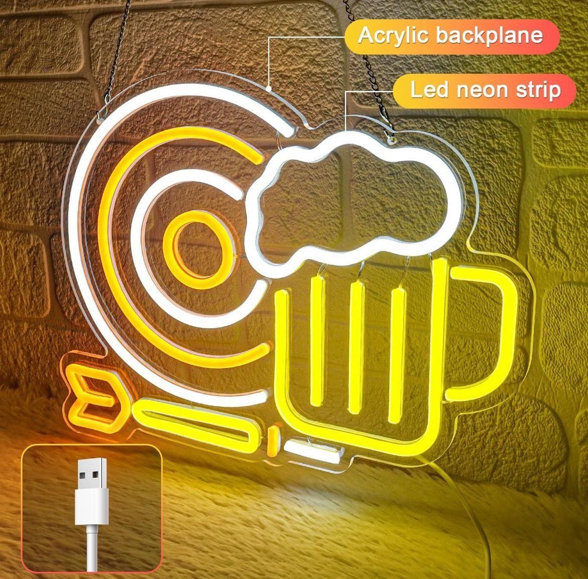 LED Neon Schild Darts & Bier