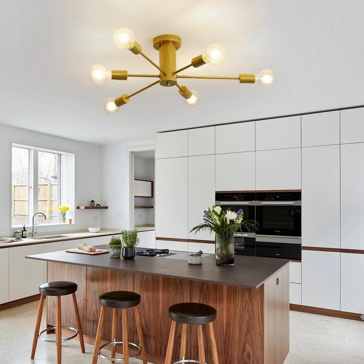 Moderne Deckenleuchte im Mid-Century-Design – Gold
