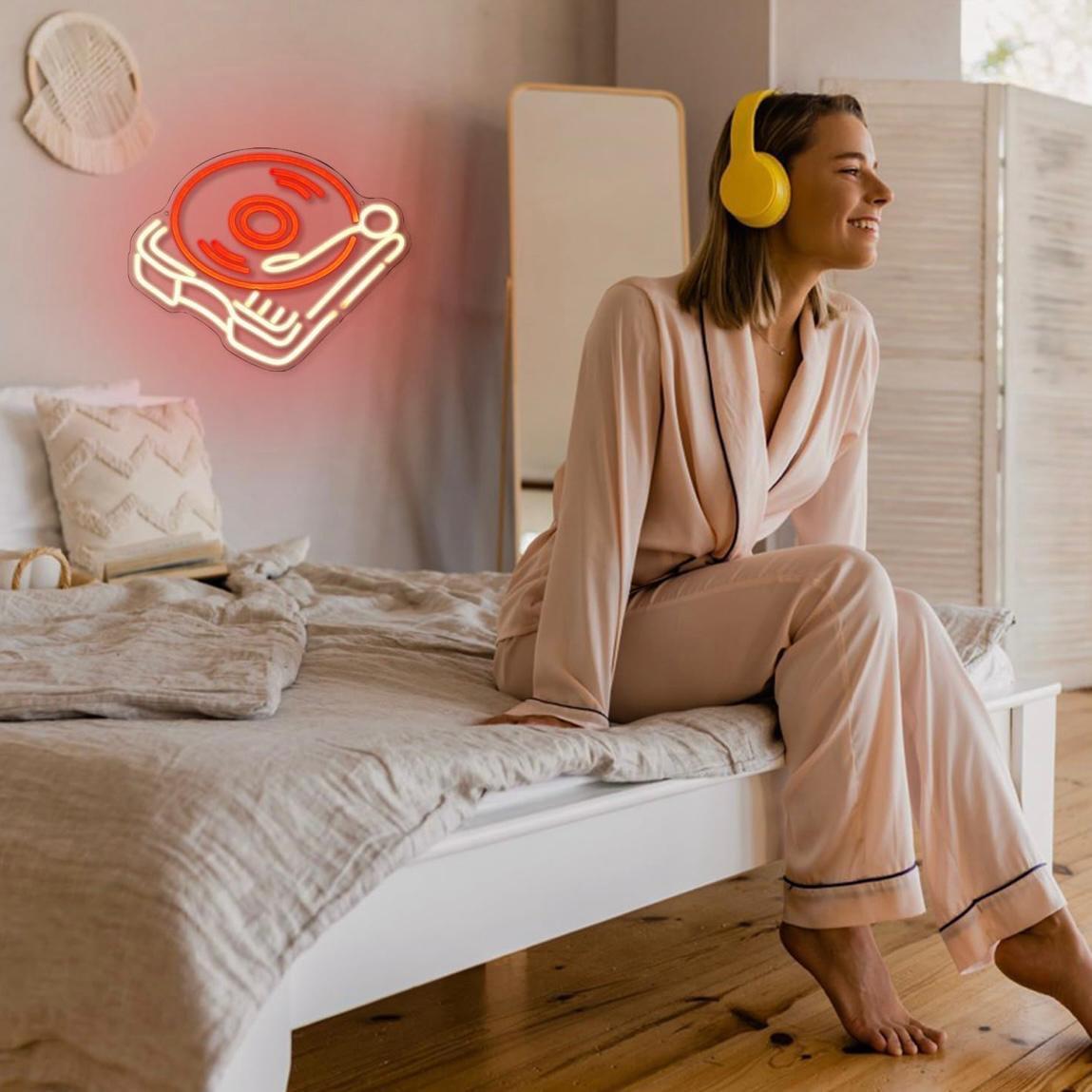 LED Neon Schild Schallplatten
