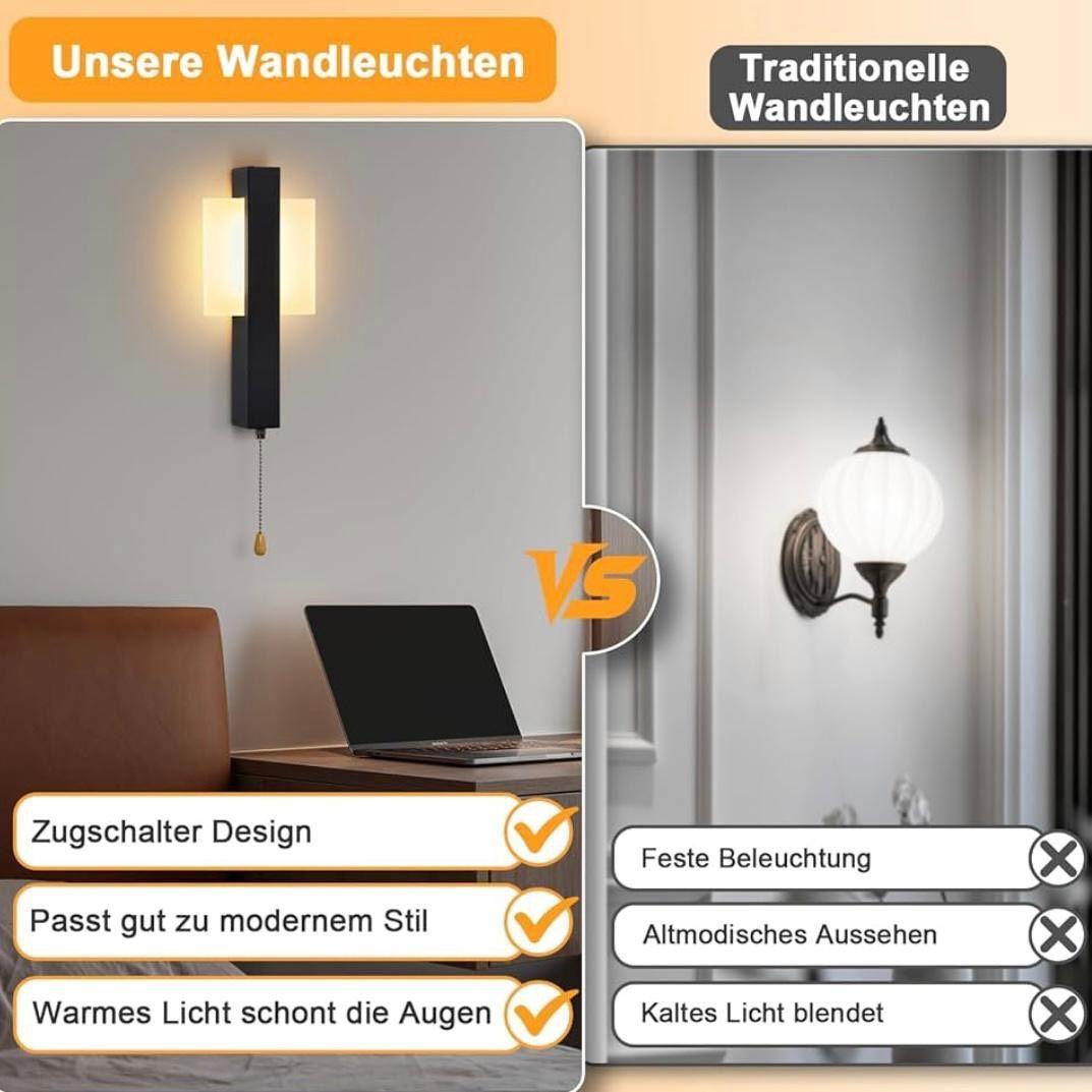 Moderne Wandleuchte mit Zugschalter quadratisches Design