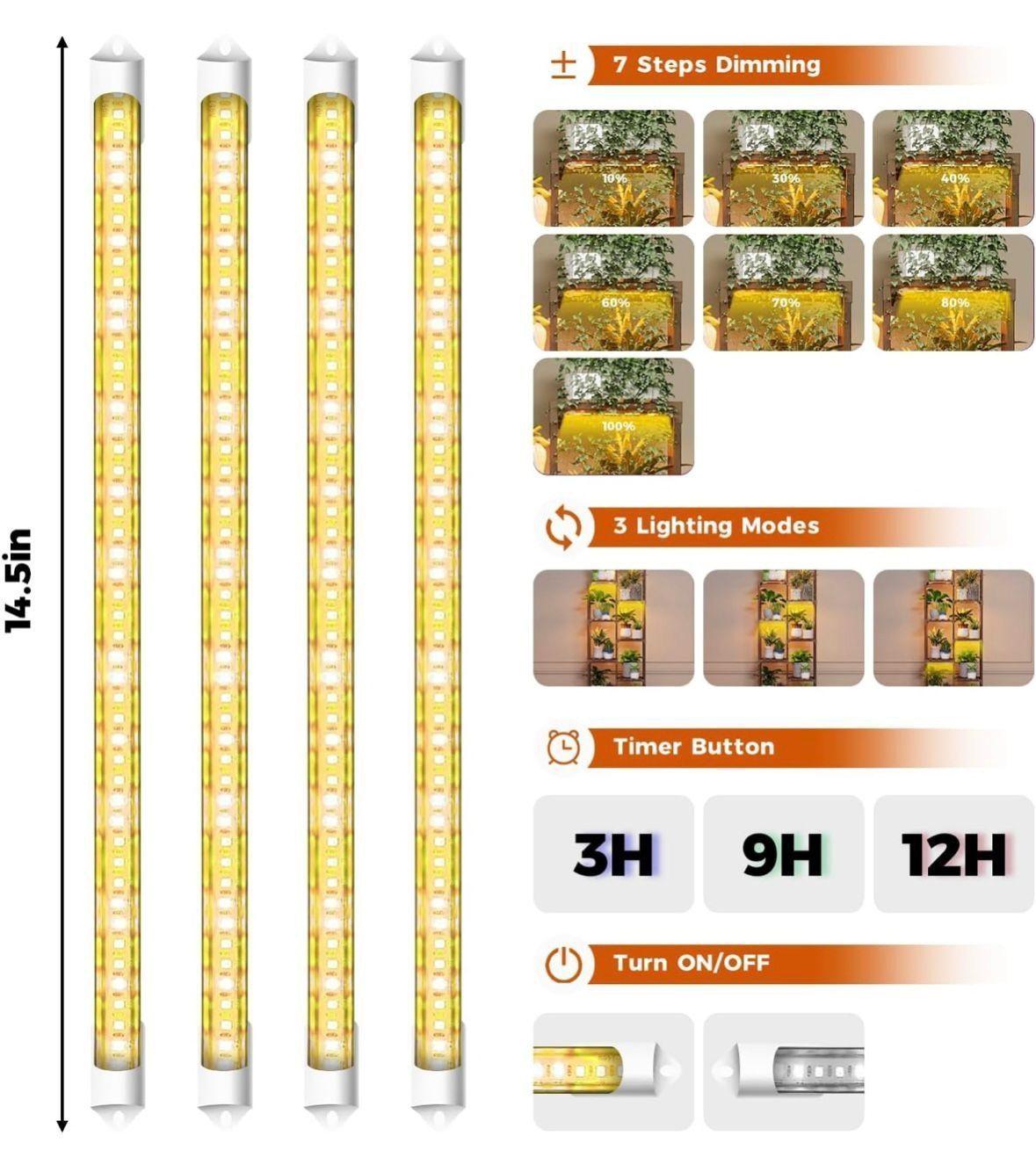 Pflanzenständer Holz 8 Ebenen LED Pflanzenlampe Indoor