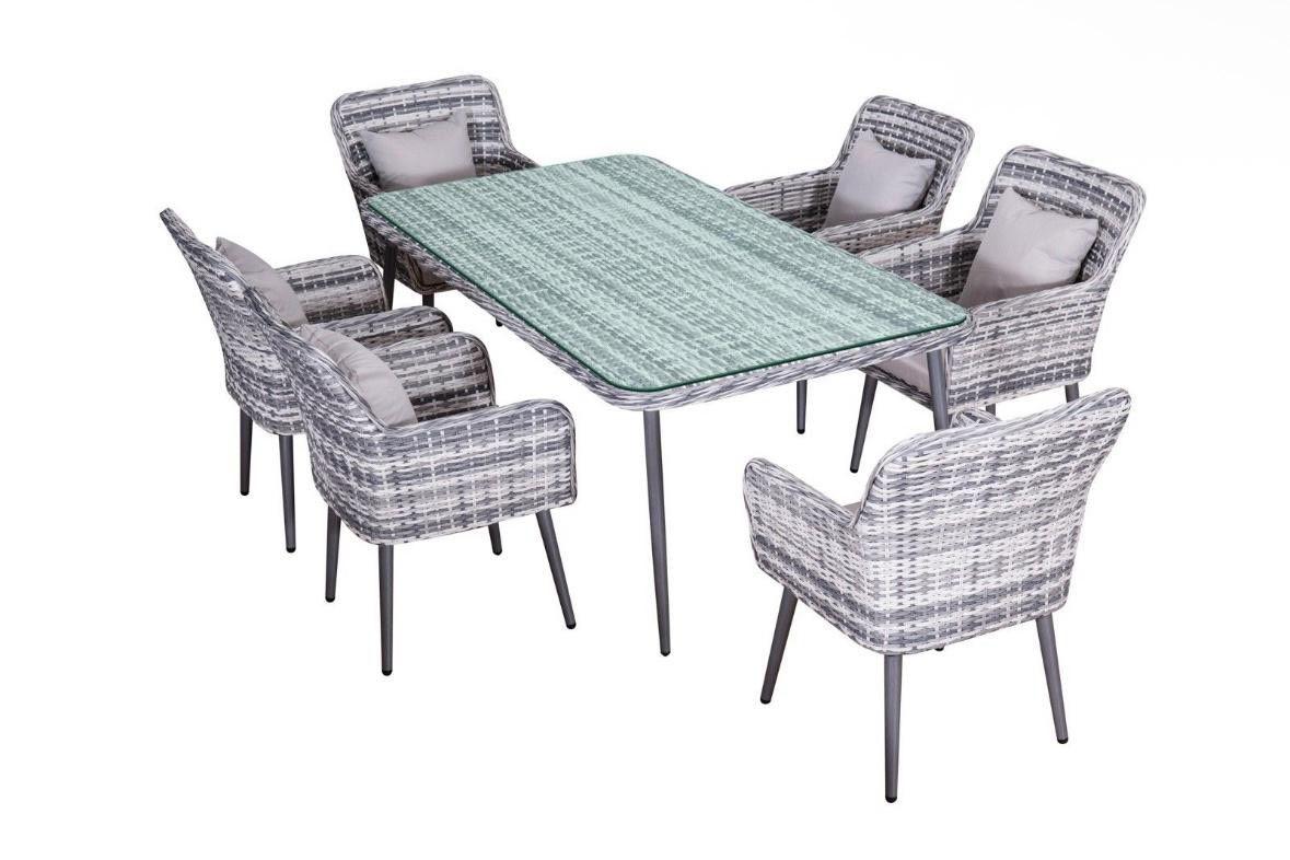 Gartenmöbel Set Aluminium & Polyrattan 6 Personen