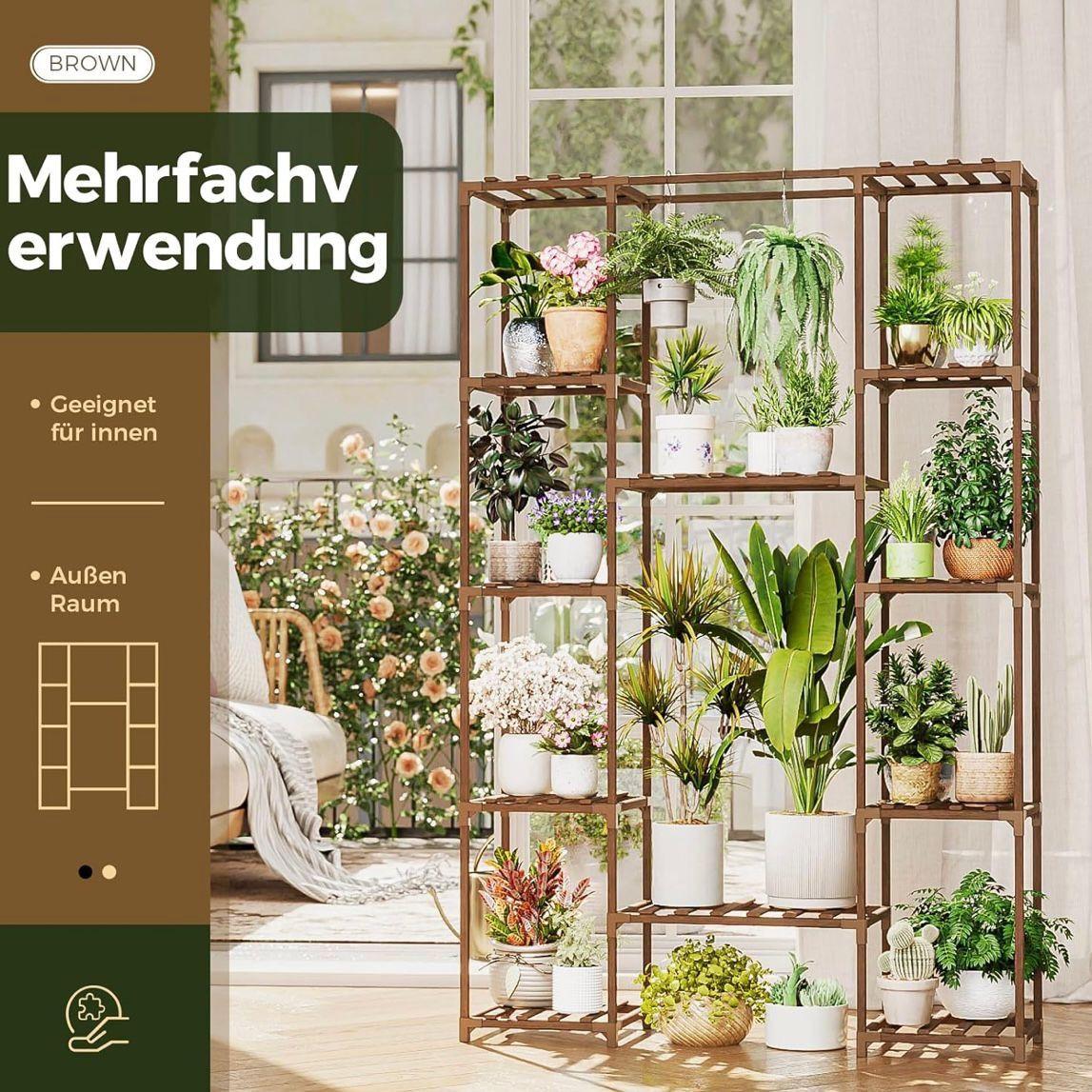 Pflanzenständer Holz 4 Ebenen Blumenregal Pflanzenregal Hängefunktion