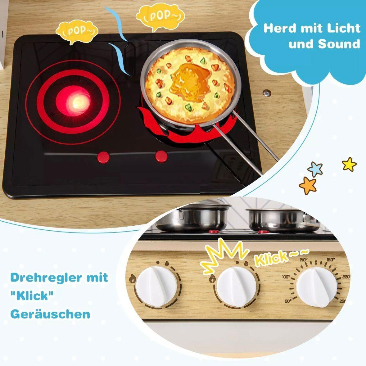 Kinderküche aus Holz mit Licht & Sound mit Zubehör