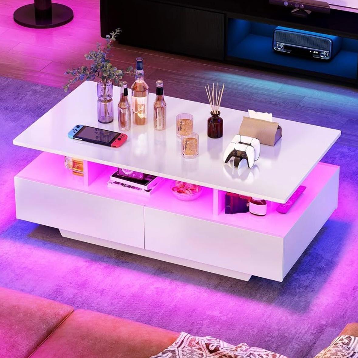 LED Couchtisch Weiß