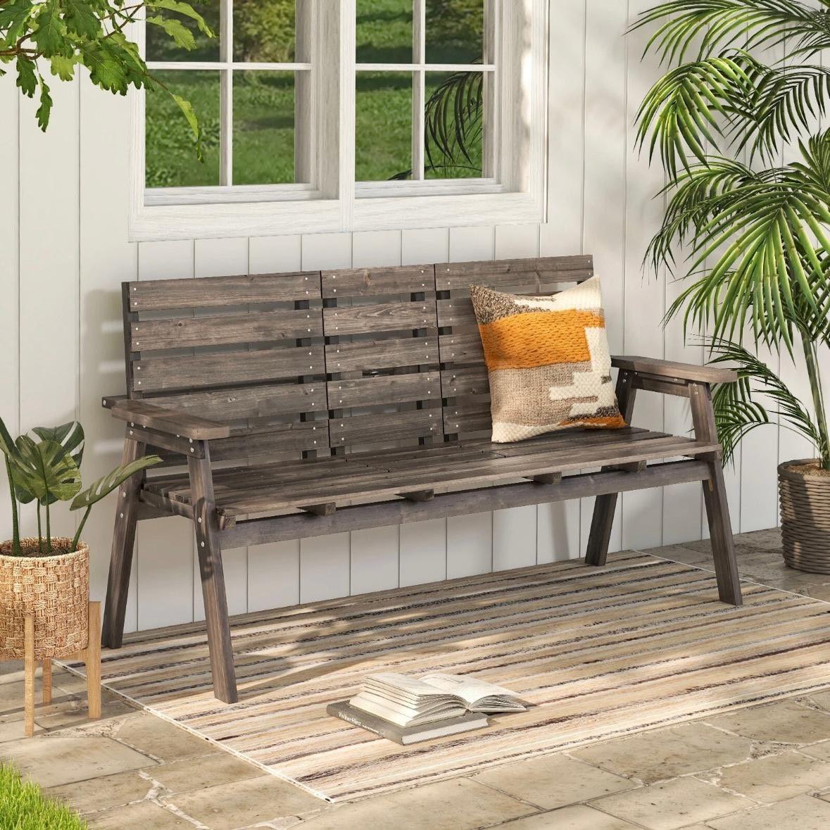 Gartenbank Holz 3 Sitzer mit Klapptisch Tannenholz