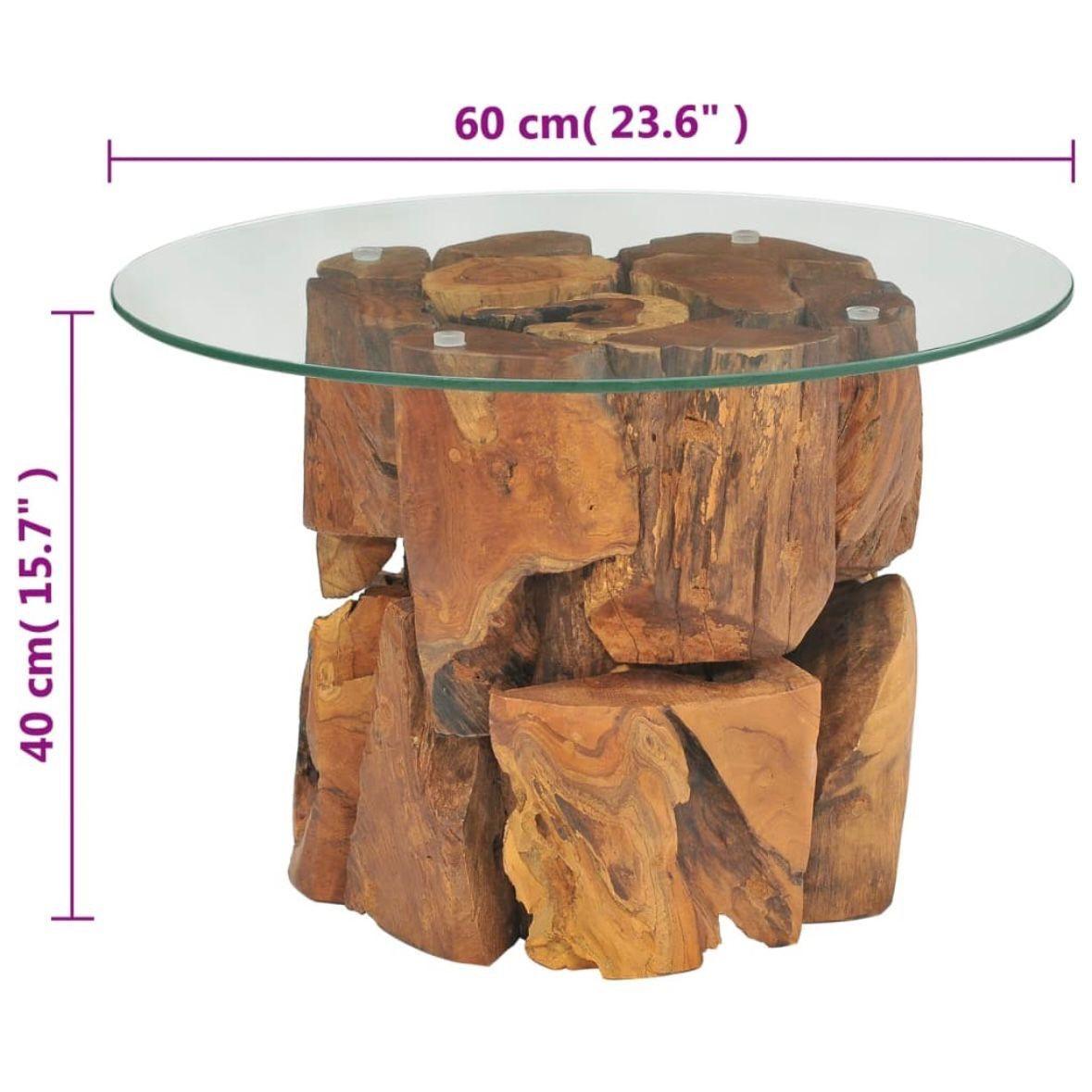 Couchtisch Teak Treibholz mit Glasplatte