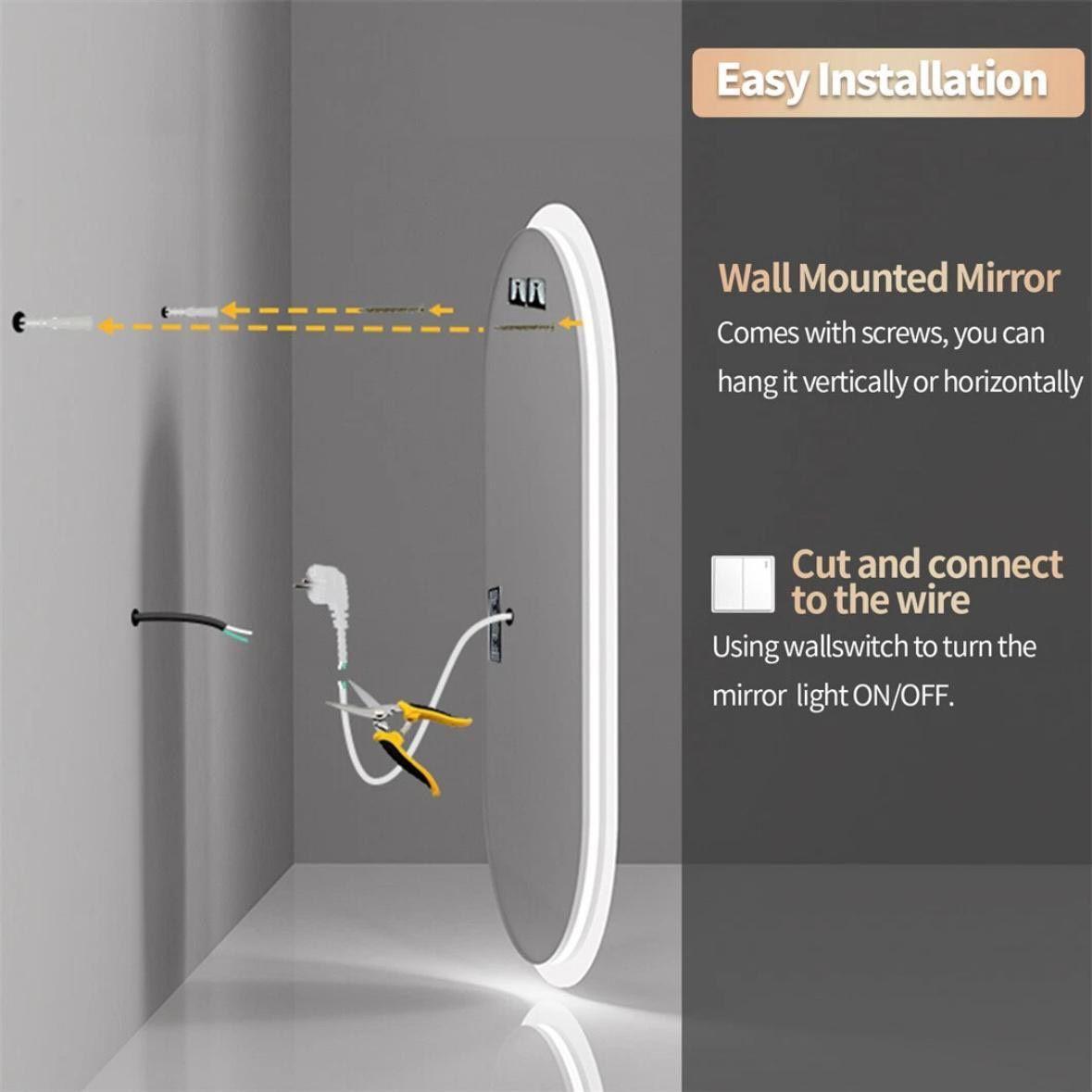 LED Badspiegel 80×50 cm Oval – Wandspiegel mit Beleuchtung, Touch & Anti-Beschlag