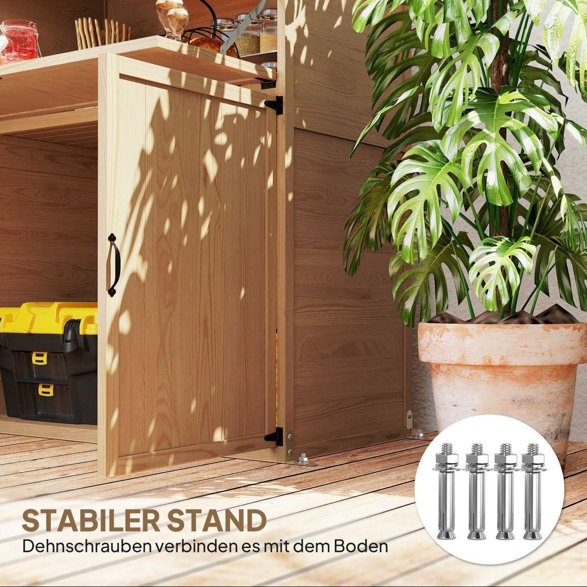 Gartenschrank Holz Outdoor Schrank mit Klapptisch Gartenbar