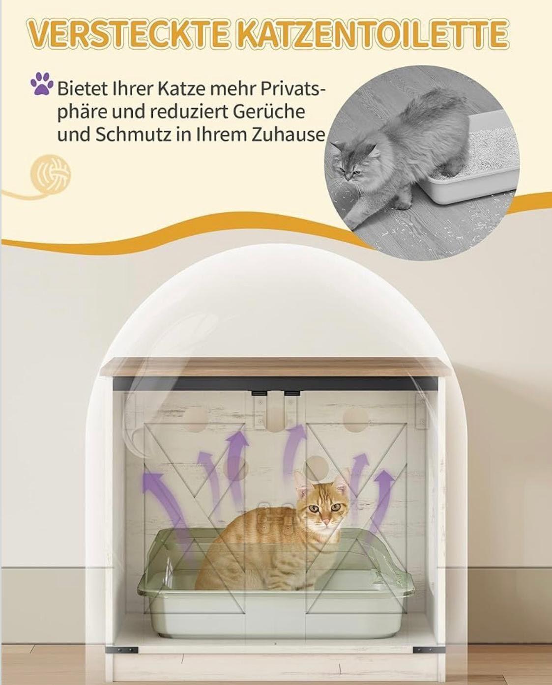 Kratzbaum mit Katzenschrank & Futterstation 173cm