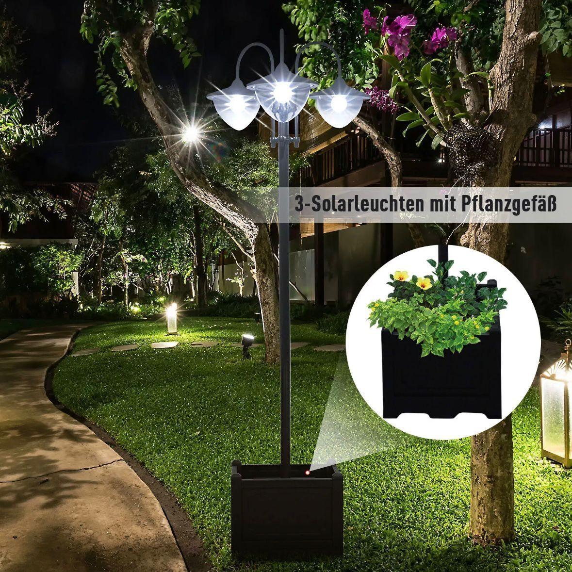 Solar Gartenleuchte 3 Lampenschirme Außenleuchte 189cm
