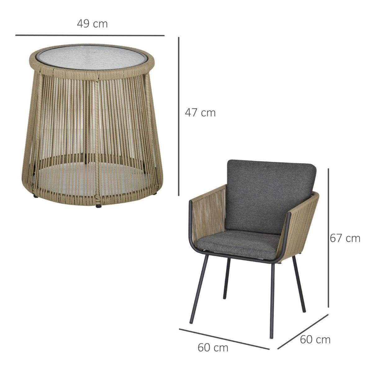 3tlg Rattan Gartenmöbel Gartengarnitur Set