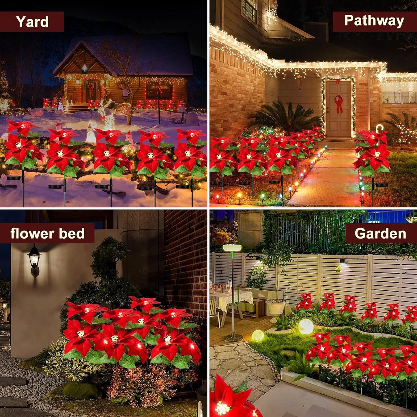 2er Set LED Solar Laternen Gartenleuchte Blumen Solarlampe
