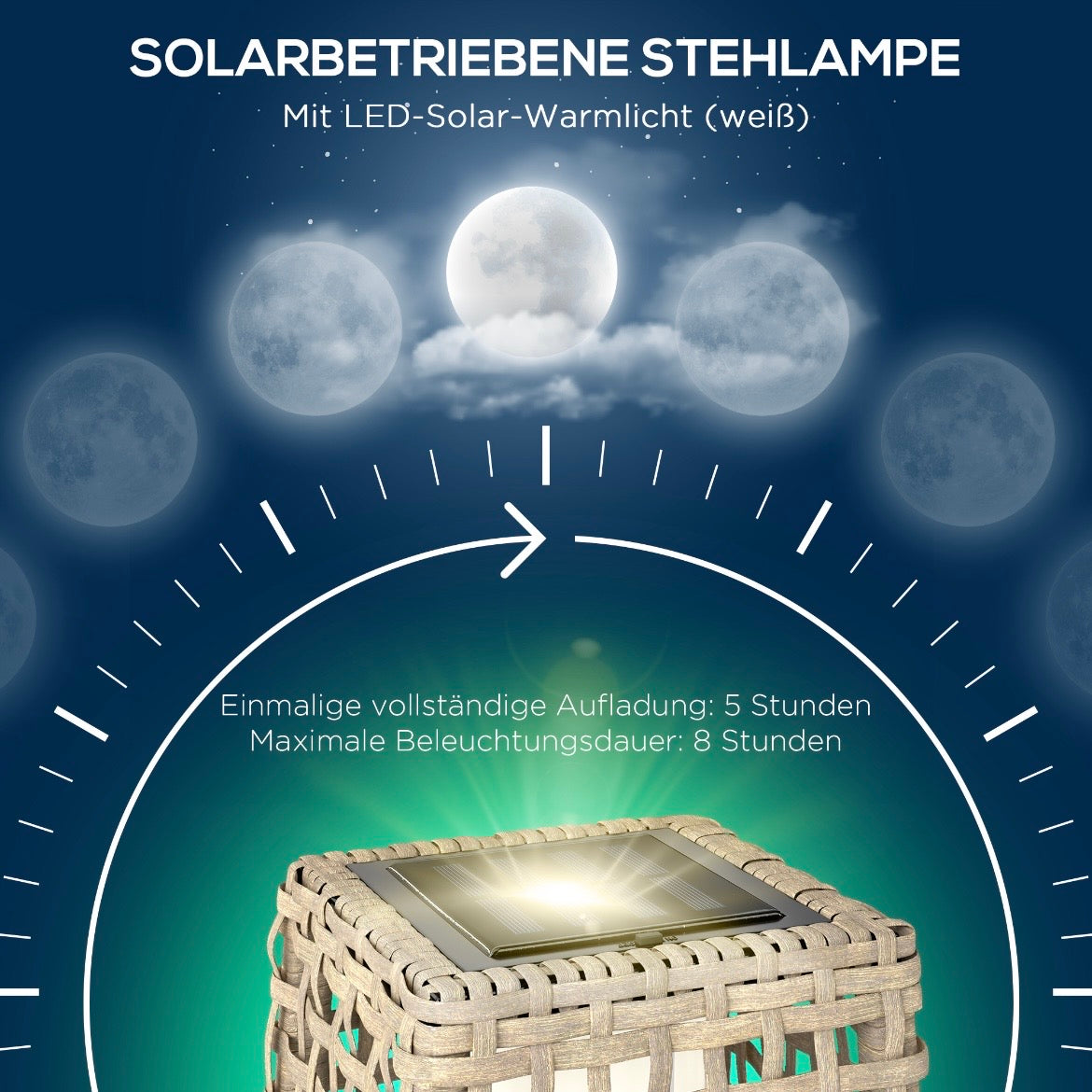 Solar Stehlampe Solarlampen LED Solarleuchte Leuchten