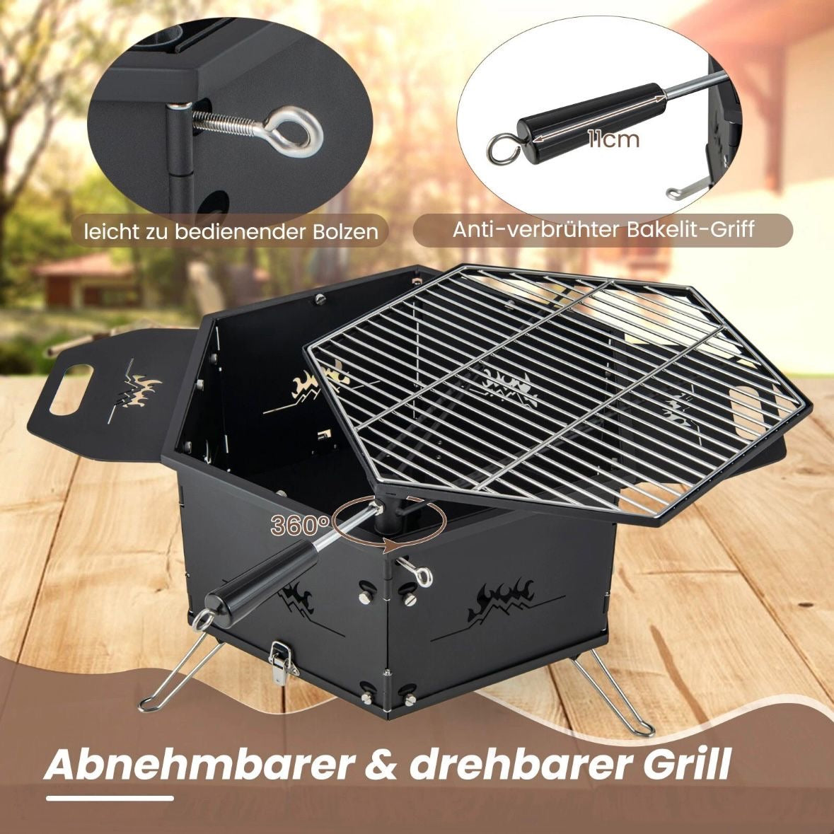 BBQ Grill Holzkohlegrill Feuerschale Campinggrill Klappgrill Picknickgrill